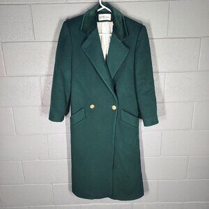 Bill Blass Signature Heavy Wool Long Women's Coat - Dark Green - Small
